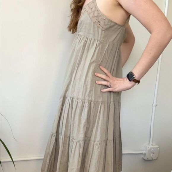 Women’s BCBG Neutral Tan Boho Summer Midi Dress M - Picture 4 of 14